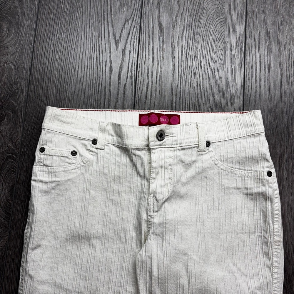 Vintage Y2K GLO White Textured Stripe Capri 30W Pants Mid Rise Cropped Trousers - Picture 2 of 9